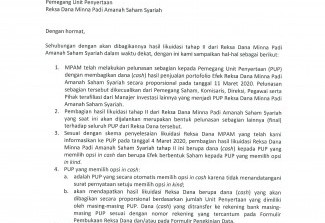 Minna Padi Aset Manajemen - Pengumuman Penyelesaian Likuidasi Reksa Dana Minna Padi Amanah Saham Syariah